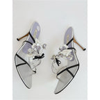 Prada Neiman Marcus 95th Anniversary Floral bouquet Sandals 39 Silver Leather
