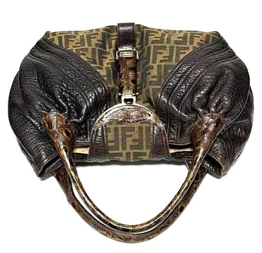 Fendi Zucca Spy Bag Dark Brown Canvas and Leather