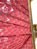 Judith Leiber Clutch Snakeskin RASPBERRY PINK Evening Bag Shoulder Vintage 1980s