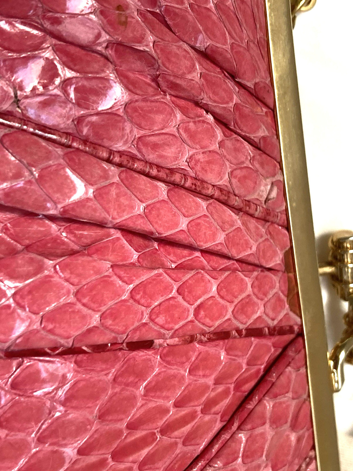 Judith Leiber Clutch Snakeskin RASPBERRY PINK Evening Bag Shoulder Vintage 1980s