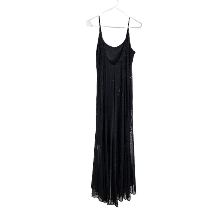 Vintage Cache Dress Black Sequin Flower Mesh Cami