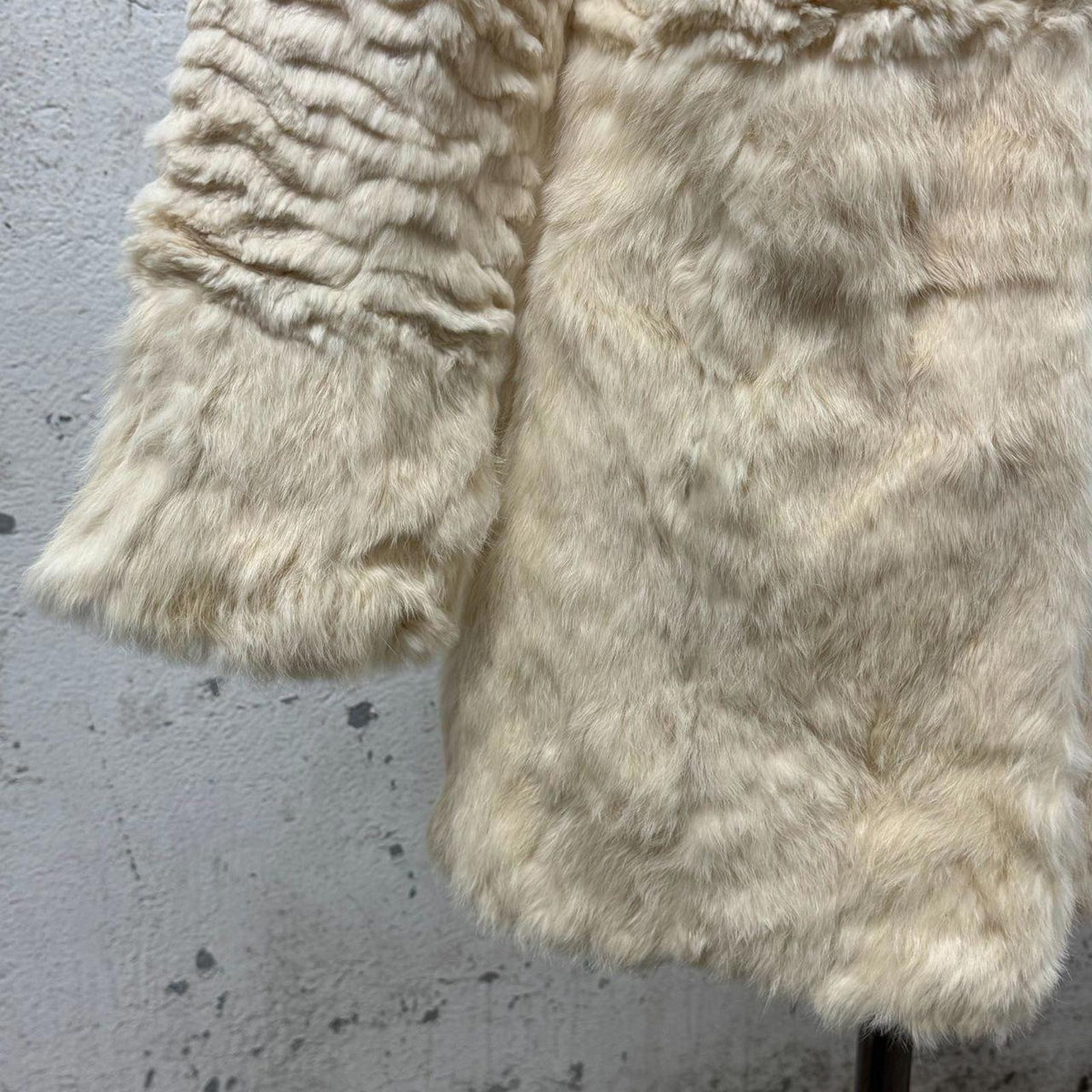 Vintage Y2K Cream Rabbit and Fox Fur Coat