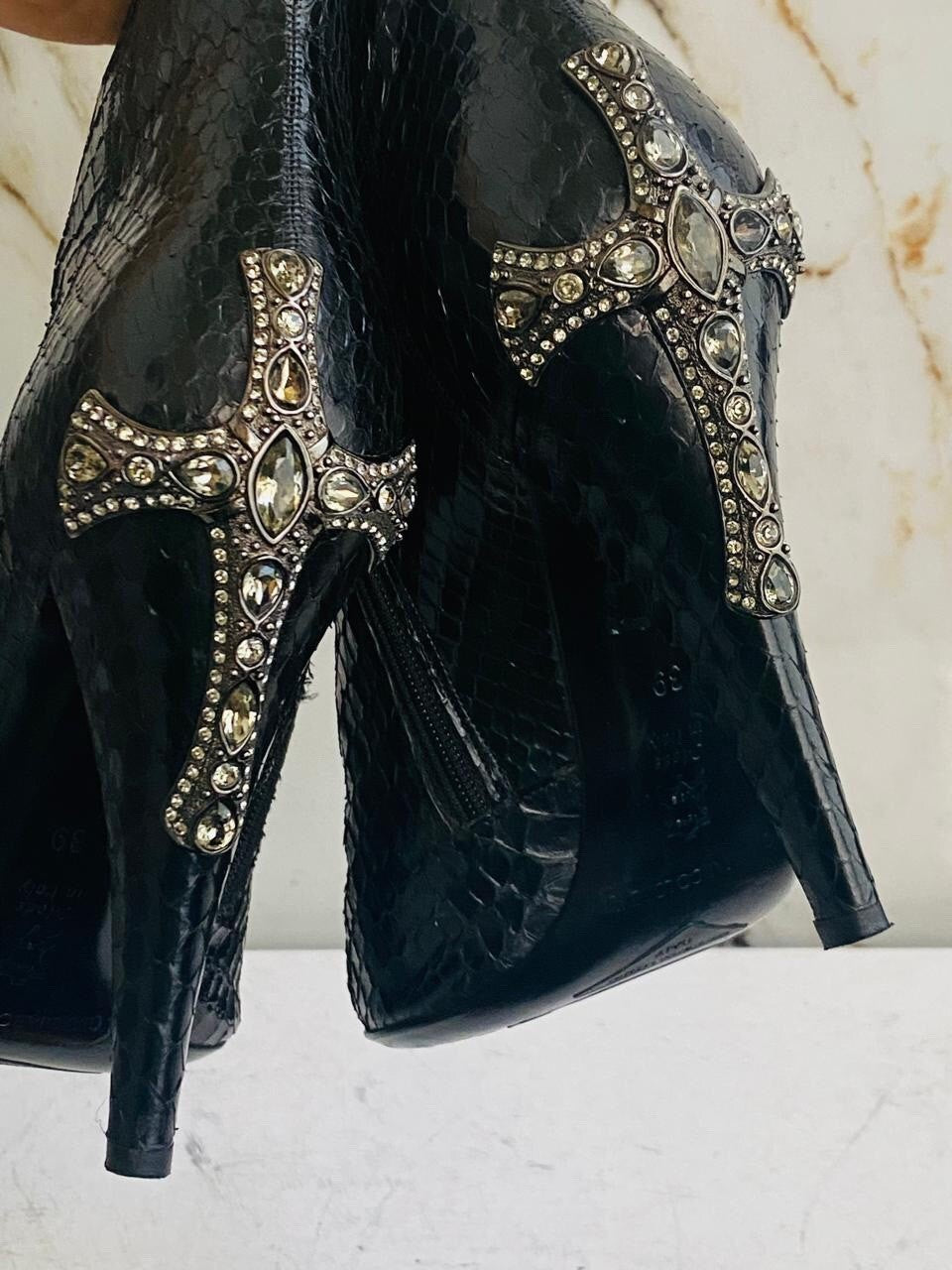 Gianmarco Lorenzi Best Women Boots  Premium Snake Leather High Heels Size 39