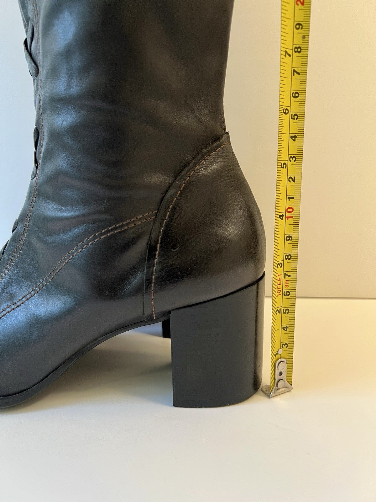 Vintage Brown Leather Lace Up Knee High Boots Women's 8.5
