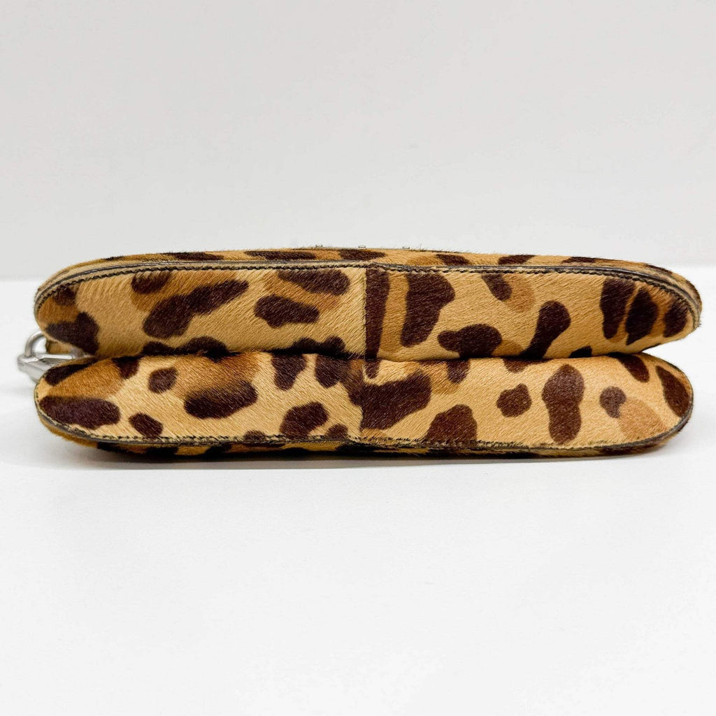 PRADA Brown Leopard Print Pony Hair Shoulder Bag