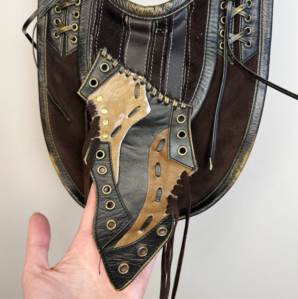 Francesco Biasia Suede Leather Patchwork Hobo Bag