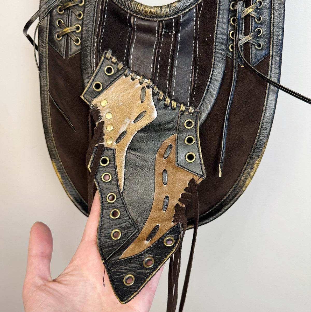 Francesco Biasia Suede Leather Patchwork Hobo Bag