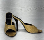 GUCCI Tan Croc leather Stiletto Mules Heels Sz 8.5