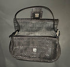 FENDI Baguette Black Woven Zucca Monogram Shoulder Bag