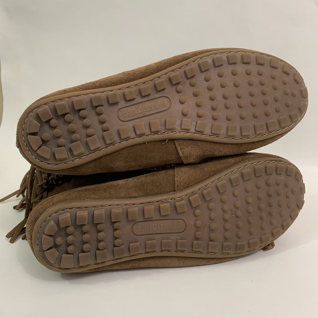 Minnetonka Size 9 Women’s Double Fringe Suede Chestnut Brown Boots