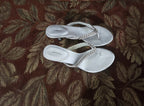 Vintage X-Appeal Zaza Metallic Silver Rhinestone Chain Kitten Heels
