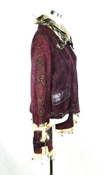 Leather Purple Shearling Jacket Size 42