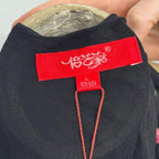 Deadstock Vintage Y2K Rosette Embellished 100% Mulberry Silk Slip Black