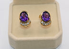 18k Gold vintage earrings Diamonds, Amethyst, Stunning, impressive, w/ appraisal