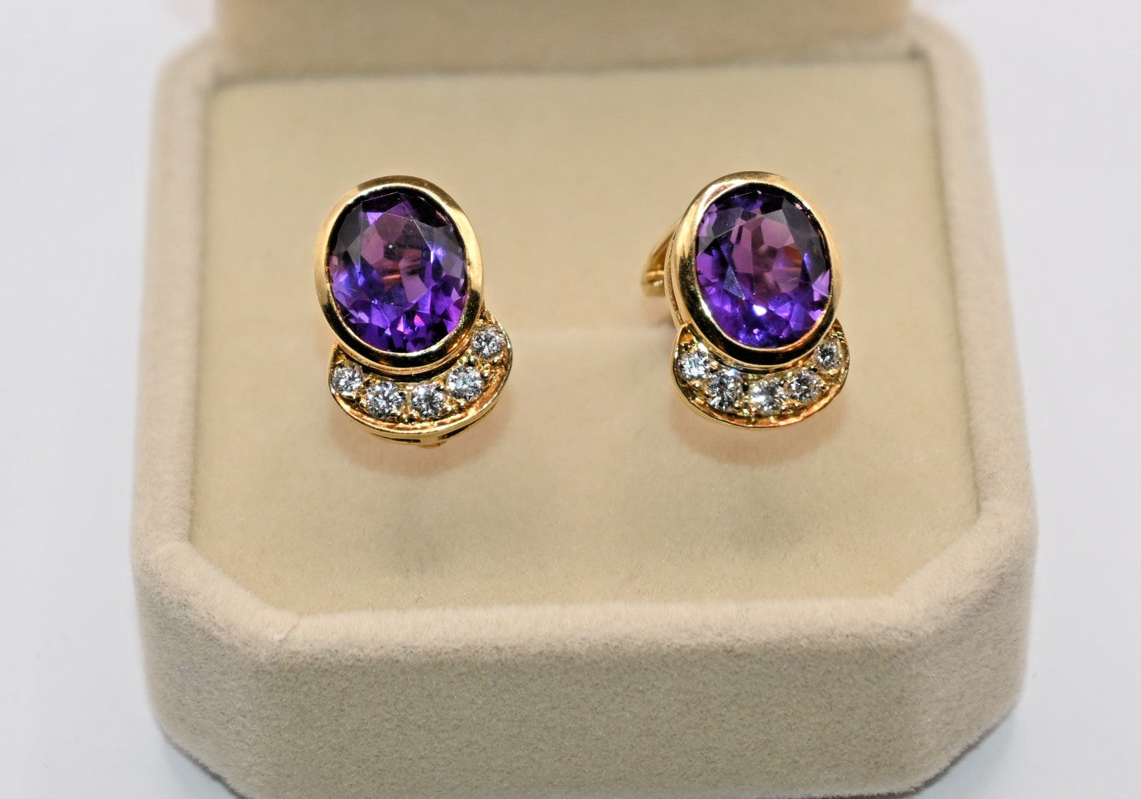 18k Gold vintage earrings Diamonds, Amethyst, Stunning, impressive, w/ appraisal
