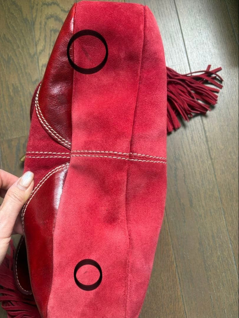 Francesco Biasia Red Suede Shoulder Hobo Bag
