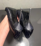 Gianmarco Lorenzi Ladies 37.5 4 Heels Python Exotic Nail Heel Pointed Slim Toe