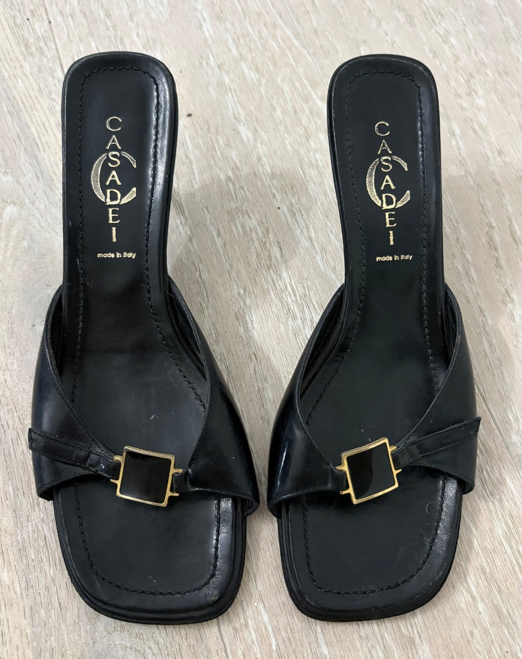CASADEI Black Kitten Heel Mules Made in Italy - Size 6
