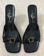 CASADEI Black Kitten Heel Mules Made in Italy - Size 6