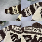 Vintage Couchan Indian Hand knit Wool Sweater Zip Eagle  Size M