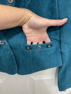 Cripple Creek Suede Leather Jacket Fringed Studded Beaded Teal Women's Large