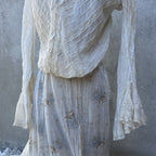 Antique Edwardian Bodice Bell Sleeve Pin Tucks Lace  Dress Blouse Top Vintage