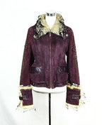 Leather Purple Shearling Jacket Size 42