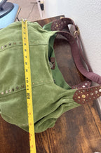 Lucky Brand Y2K Green Suede Studded Hobo Shoulder Bag