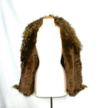 Leather Shearling Coat with Large Collar Natural XL