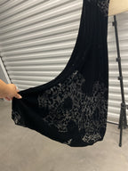 Vintage Betsey Johnson Black Floral Velvet Dress