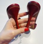 Vintage Gucci Tom Ford Red Lizard GG Crystal Beads Heels