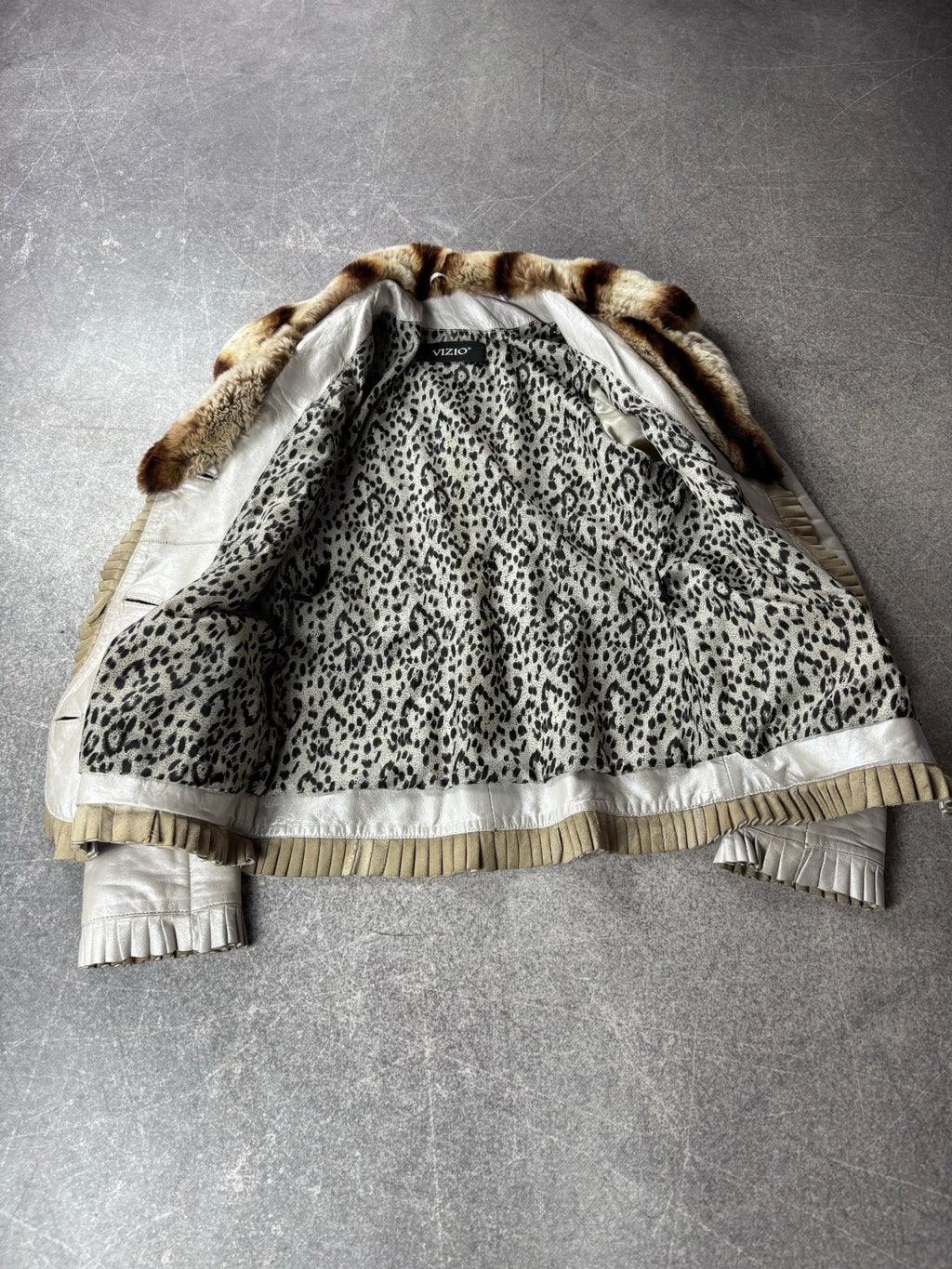 Vizio Lambskin Leather Jacket with Fur Collar Y2K