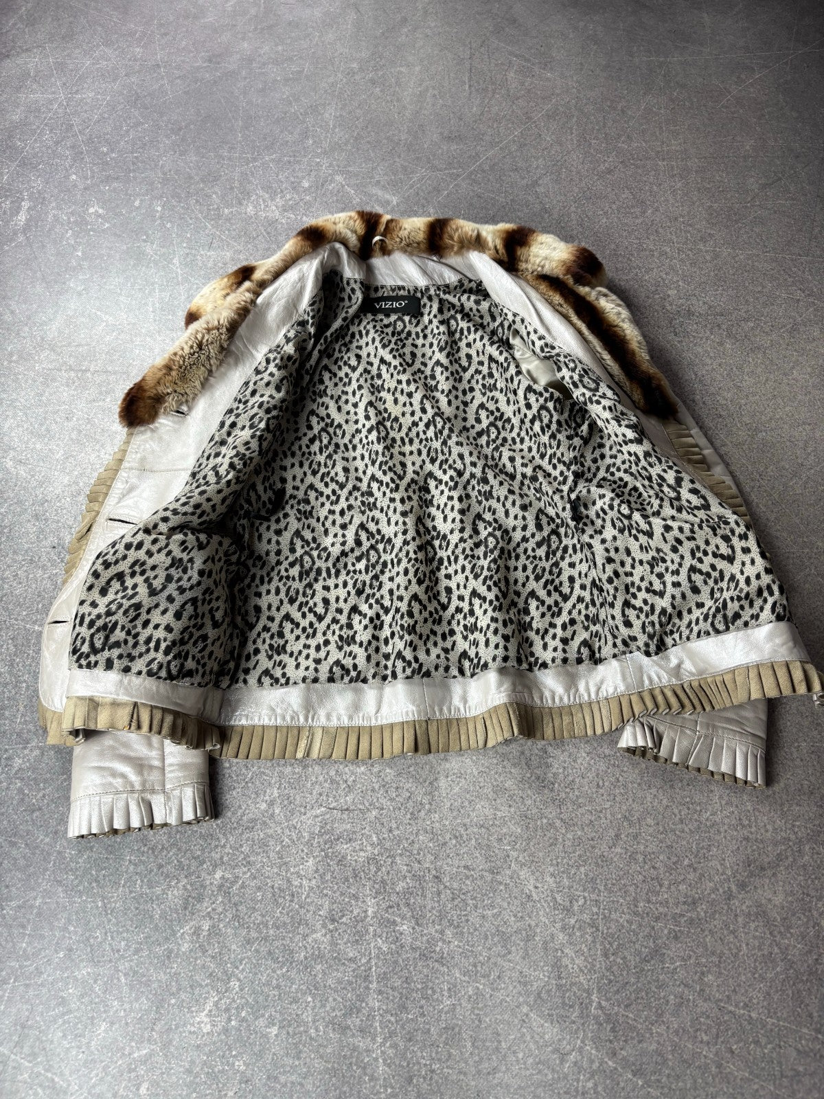 Vizio Lambskin Leather Jacket with Fur Collar Y2K