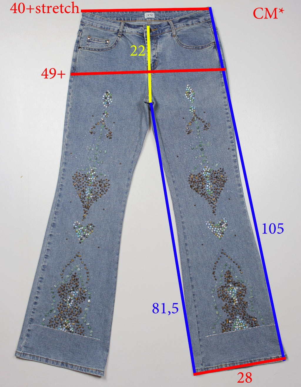 Cache Y2K Embellished Flared Denim Jeans Size 8