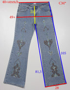 Cache Y2K Embellished Flared Denim Jeans Size 8