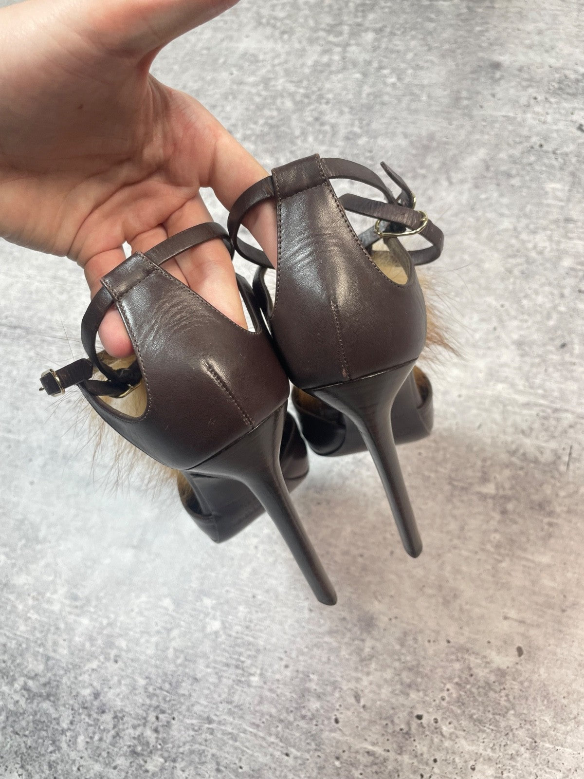 Roberto Cavalli 2000s Brown Fur High Heels