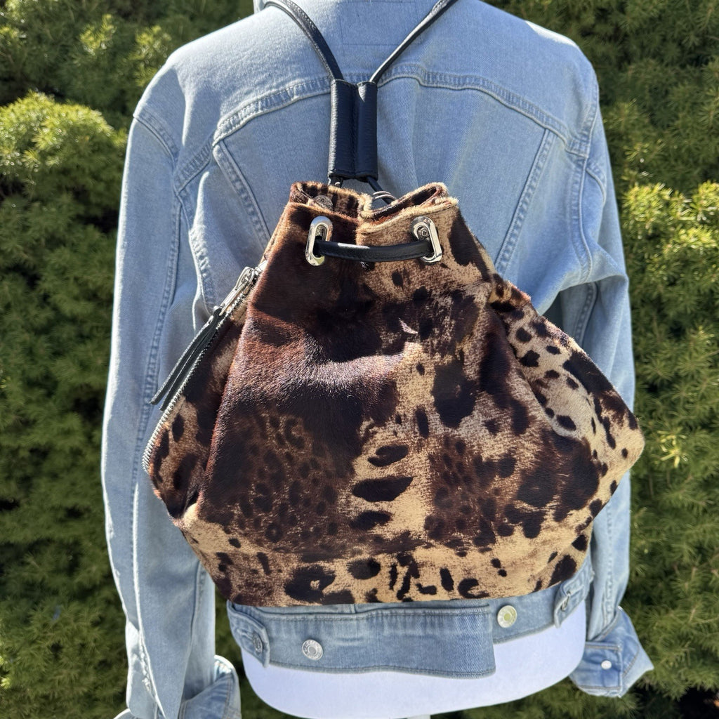 Simone Camille Vintage Calf Hair Leather Drawstring Shoulder Bag