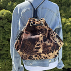 Simone Camille Vintage Calf Hair Leather Drawstring Shoulder Bag