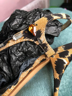 Vintage Casadei Leopard Rhinestone Sandals Y2K Crystal Slingback Heels 9.5 Flaw