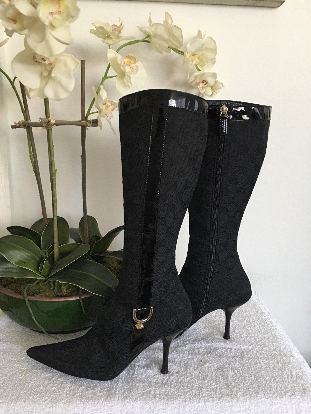 Gucci Black Canvas Boot Size 5.5