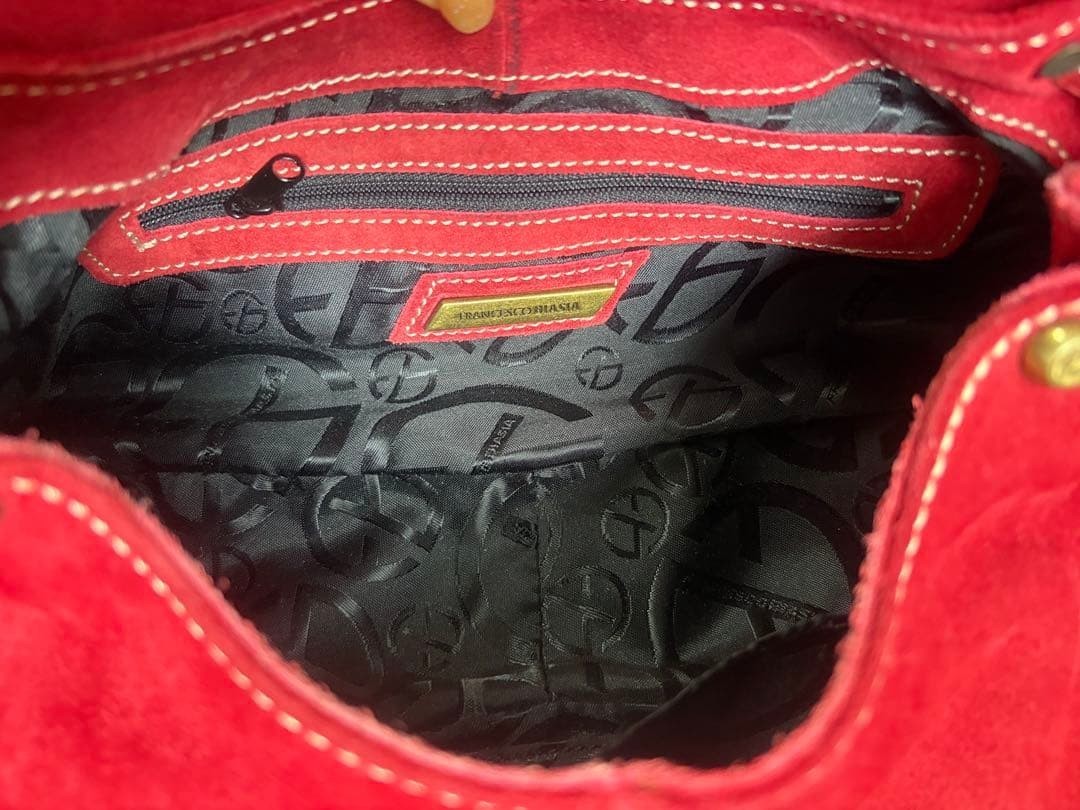 Francesco Biasia Red Suede Shoulder Hobo Bag