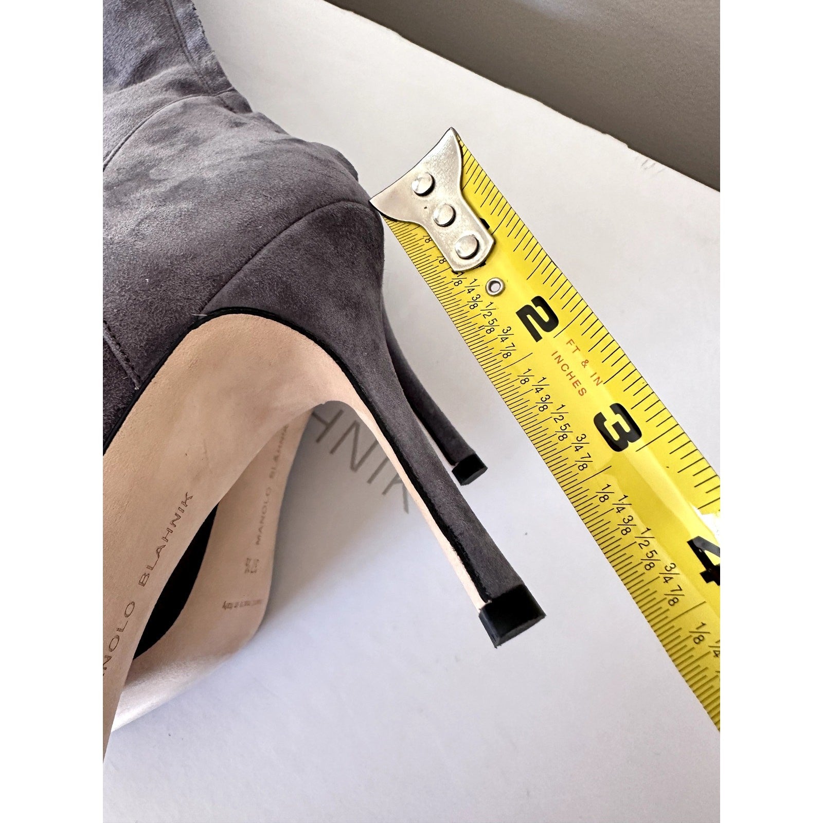 $1995 Manolo Blahnik Likanskim Boots Fur Suede Tall Womens Shoes Gray Size 37.5