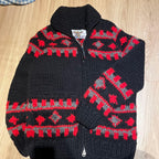 KANATA Cowichan Wool Zip Up Sweater Size M Hand Knit Made in Canada
