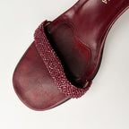 Bottega Veneta 1990s Burgundy Leather Crystal Mules Size 7.5B