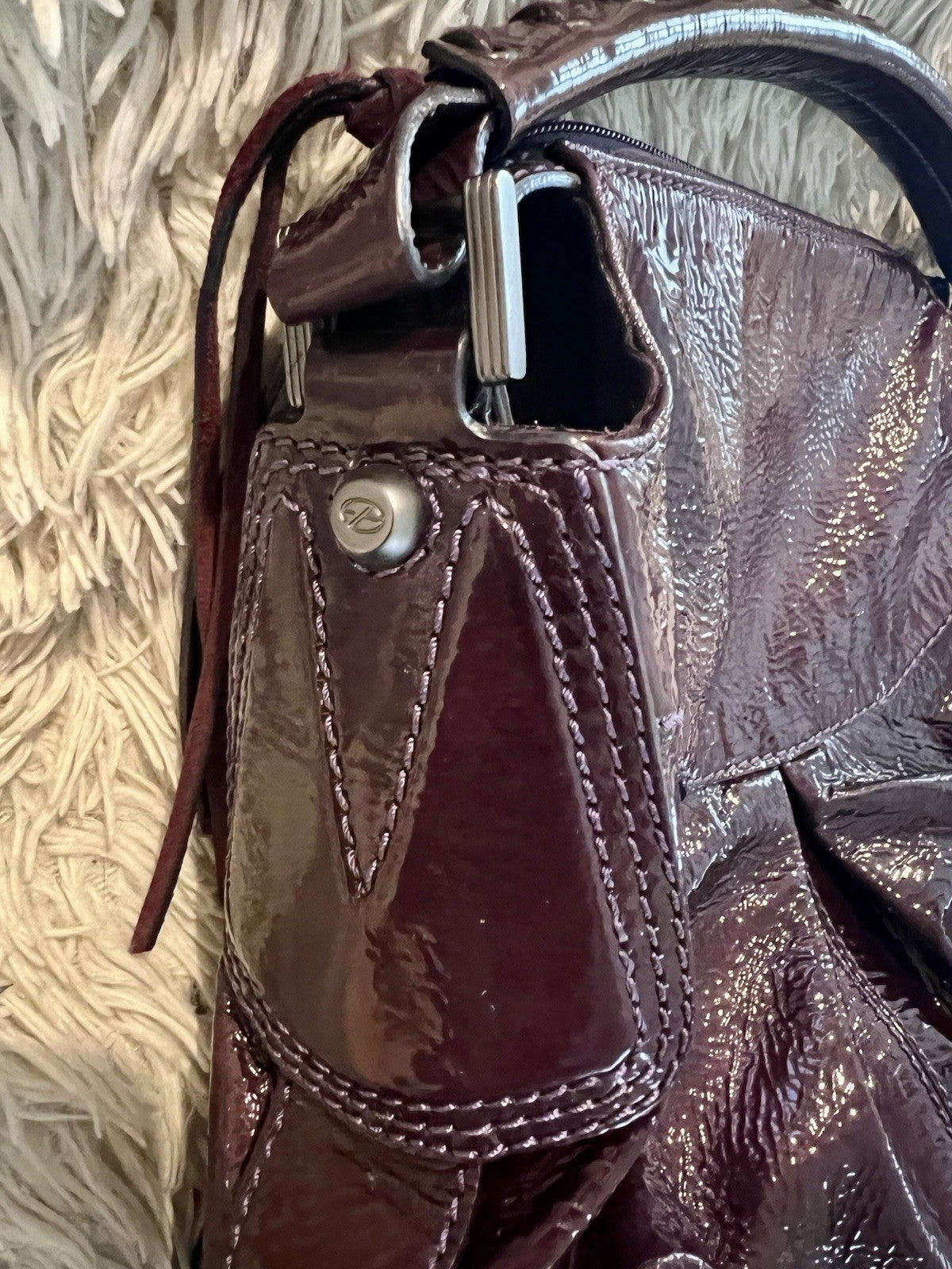 Francesco Biasia Purple Patent Leather Shoulder Bag