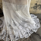 Antique Edwardian White Net Lace Dress Floral Lace Maxi Ruffle Bridal Vintage
