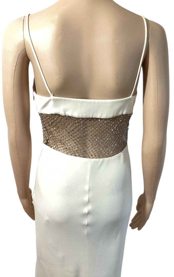 VALENTINO VINTAGE S/S 1997 RUNWAY SHEER EMBELLISHED GOWN SZ SMALL