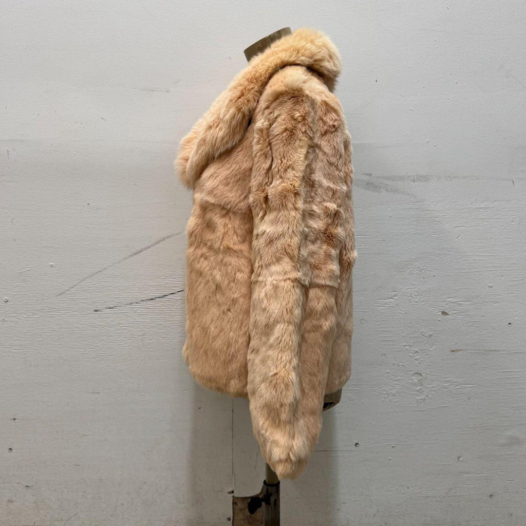Vintage Blush Pink Rabbit and Fox Fur Jacket