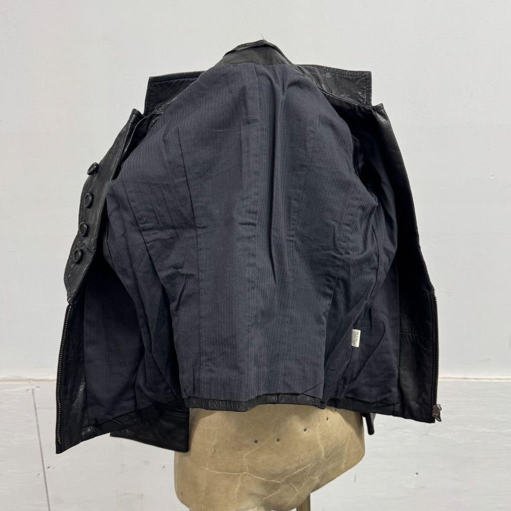 Vintage Black Marc by Marc Jacobs Plunge Military Leather Jacket
