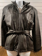 Vtg 90s Wilsons Black Leather Jacket Sz Small Fitted w/Belt Removable Thinsulate